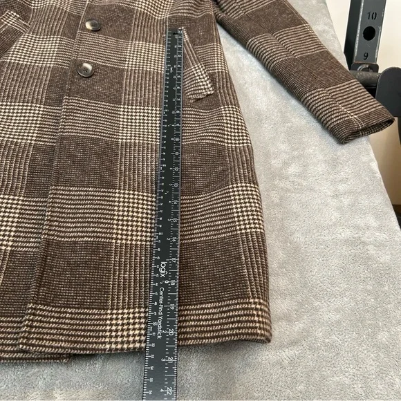 Abercrombie & Fitch The A&F Dad Coat Plaid Brown Long Overcoat Women's XXSP - Picture 12 of 16